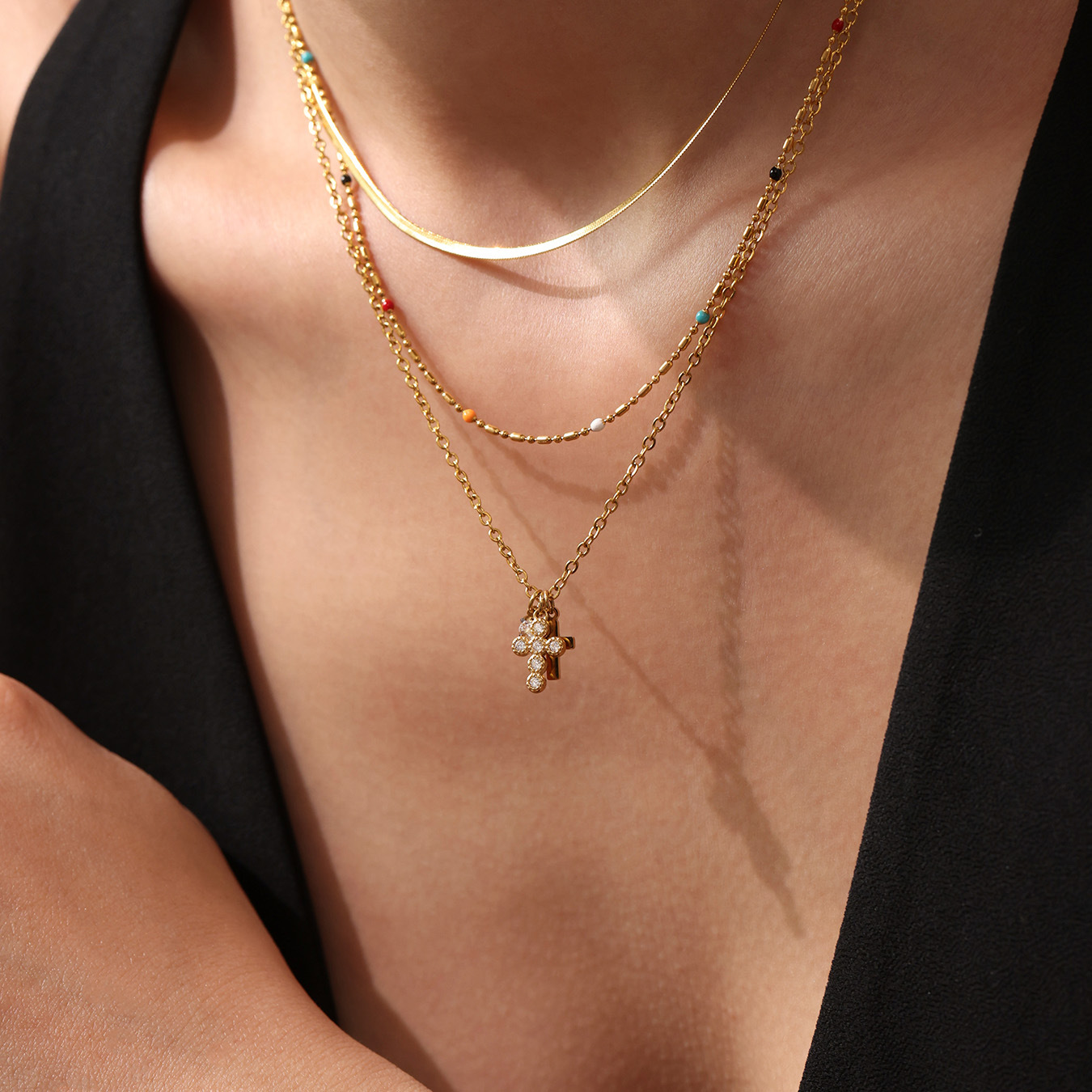 Stainless Steel 5A Zircon Cross Pendant Necklace - Image 4