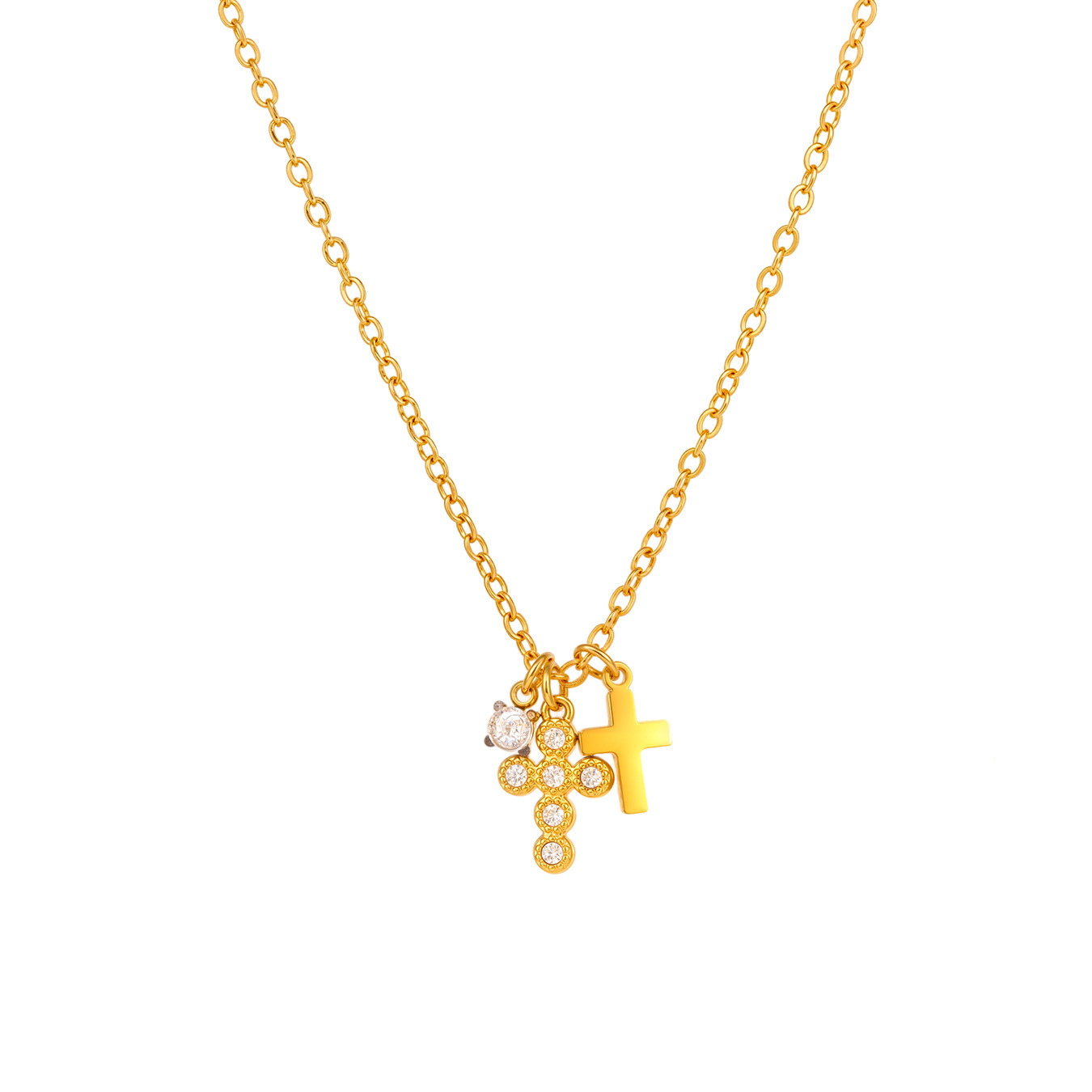 Stainless Steel 5A Zircon Cross Pendant Necklace - Image 5