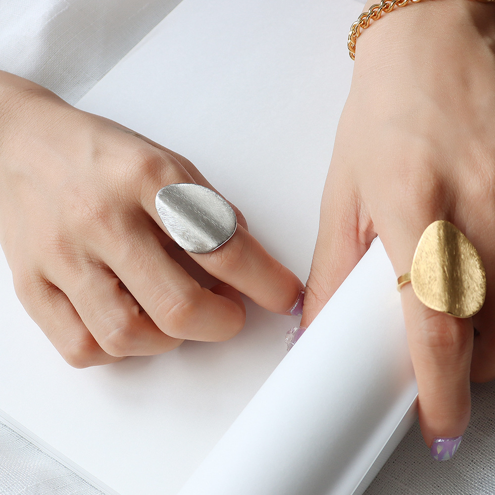 Titanium Steel Abstract Brushed Matte Ring