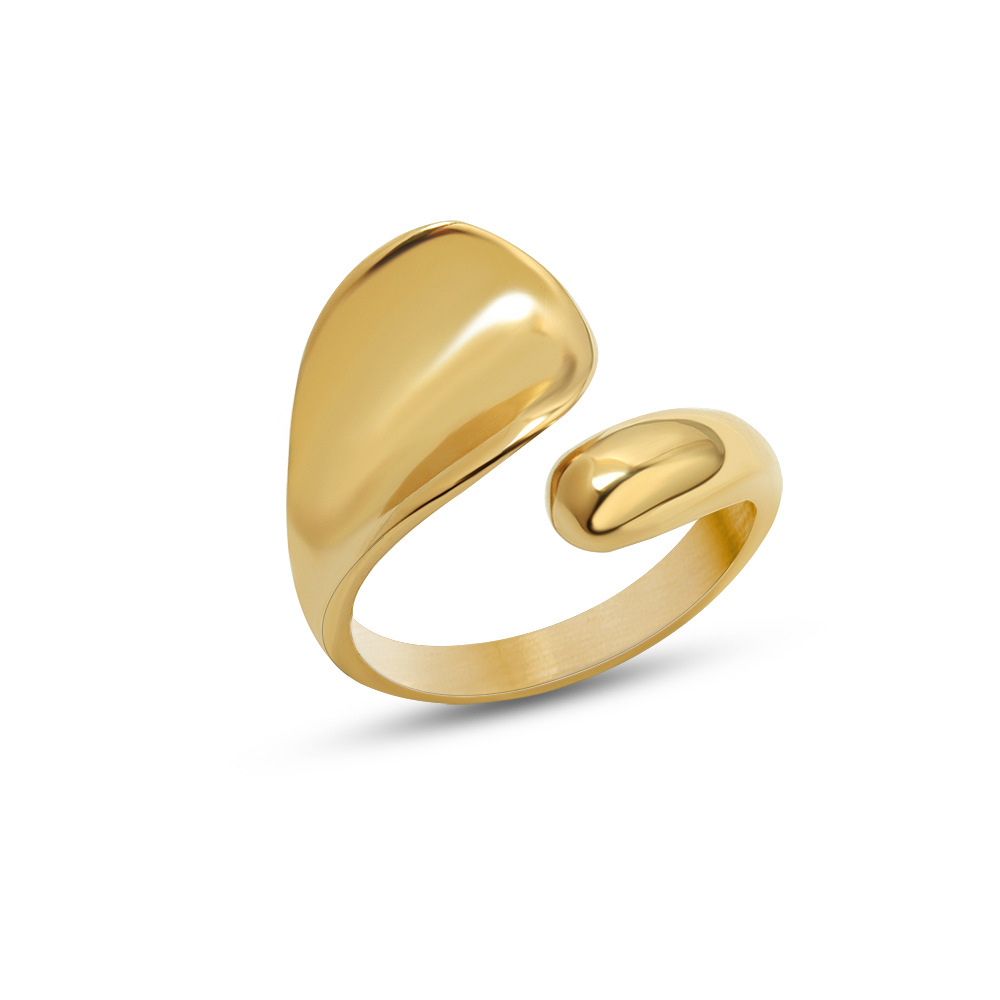Titanium Steel Minimalist Geometric Indented Band Ring - Image 4