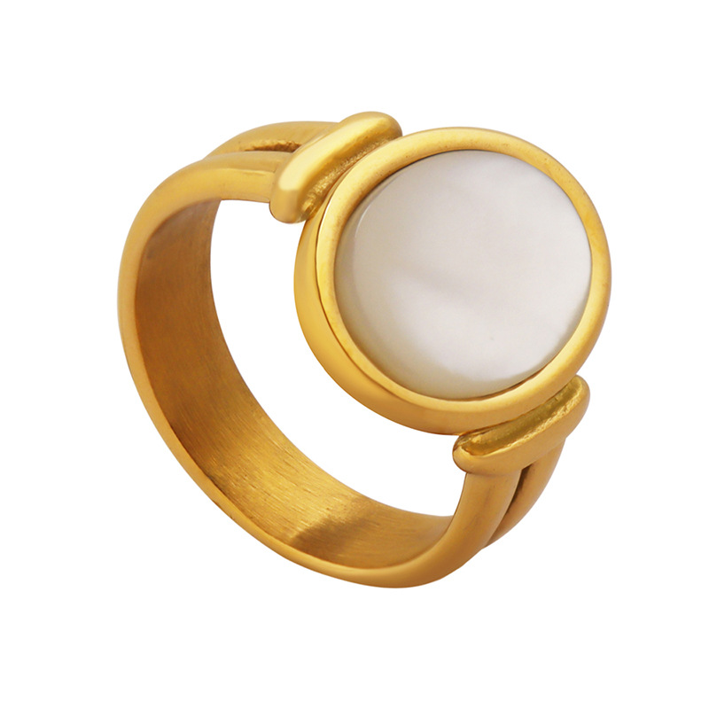 Titanium Steel Vintage White Seashell Ring - Image 4