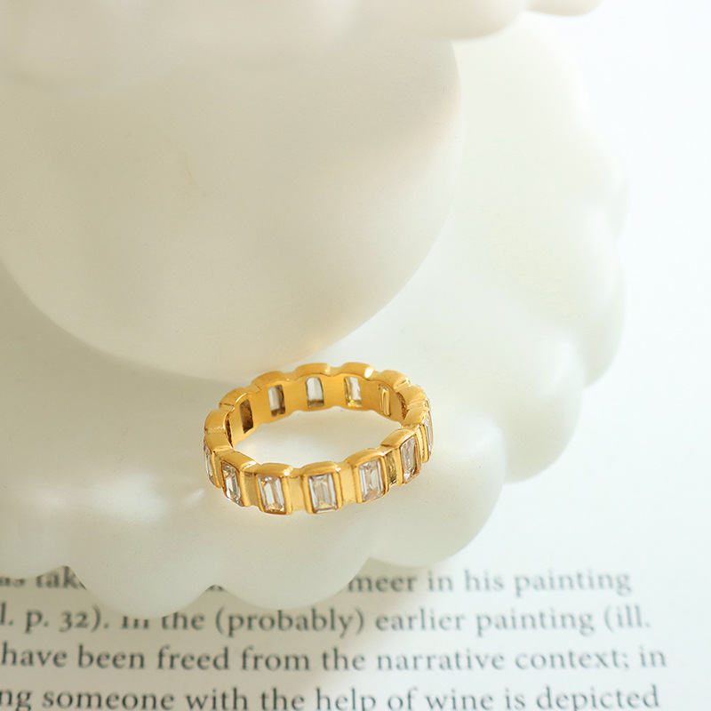Titanium Steel Zircon Ring - Full Set