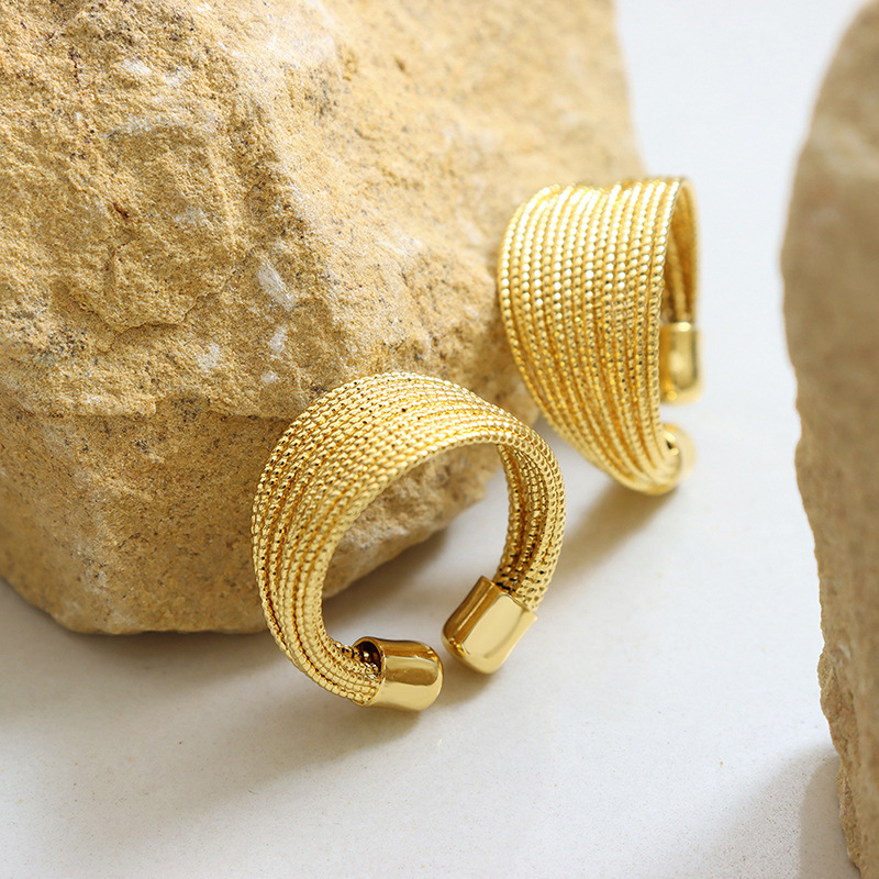 Copper Open Geometric Multi-Layer Semi-Circle Ring - Image 2