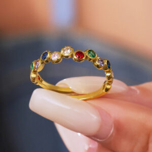 Titanium Steel Colorful Zircon Ring