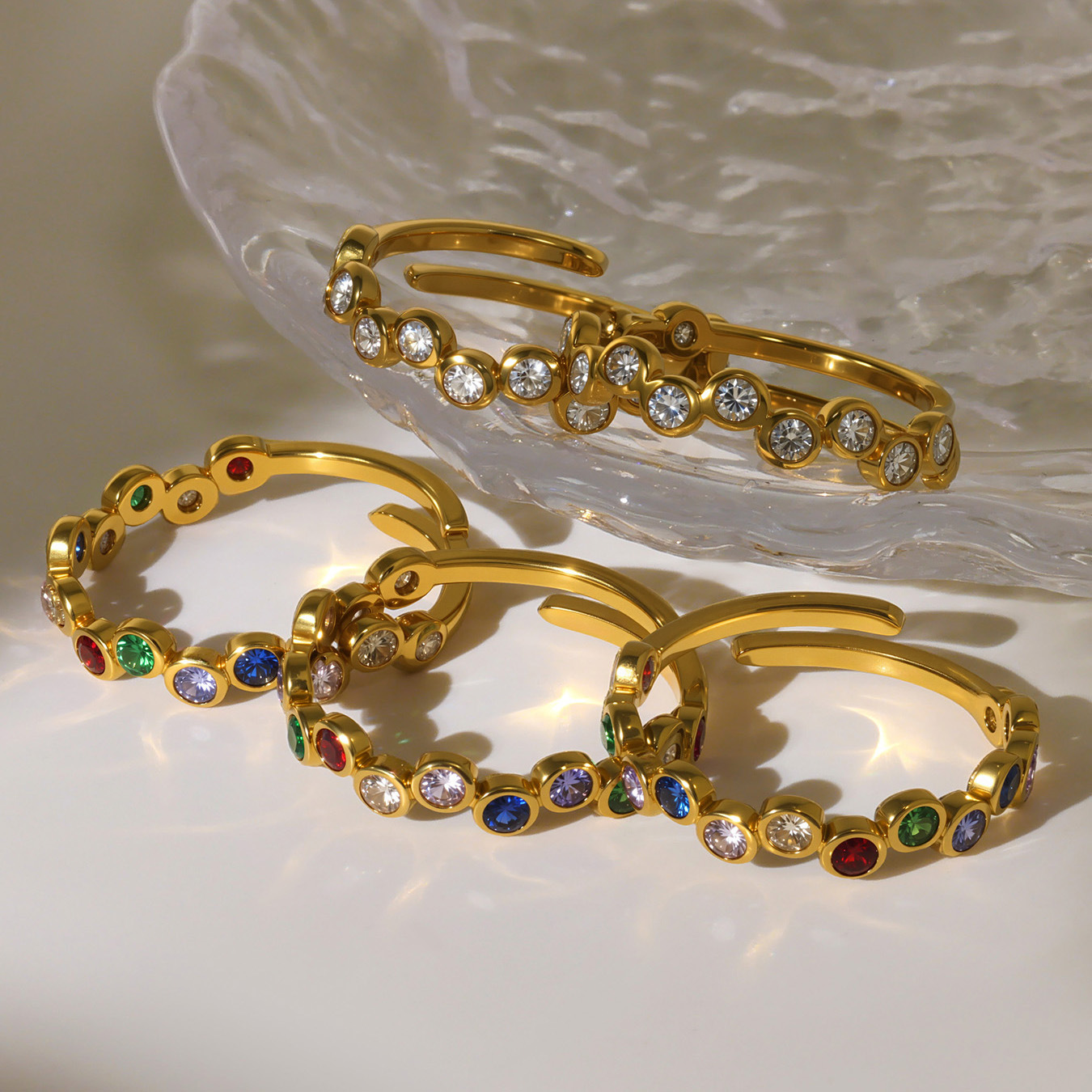 Titanium Steel Colorful Zircon Ring - Image 3