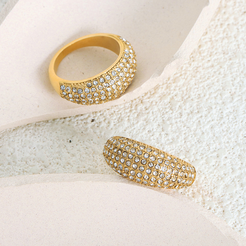 Titanium Steel Full Pavé Czech Diamond Ring - Image 2