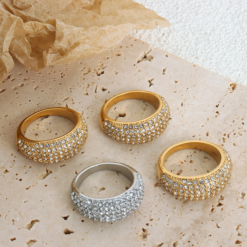 Titanium Steel Full Pavé Czech Diamond Ring - Image 3