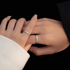 S925 Sterling Silver Irregular Texture Couple Rings