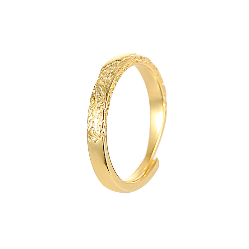 S925 Sterling Silver Irregular Texture Couple Rings - Image 4