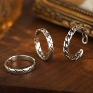 S925 Sterling Silver Thai Silver Style Patterned Ring