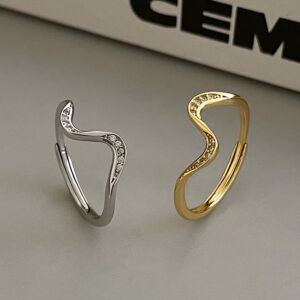 S925 Sterling Silver Wave Zircon Ring