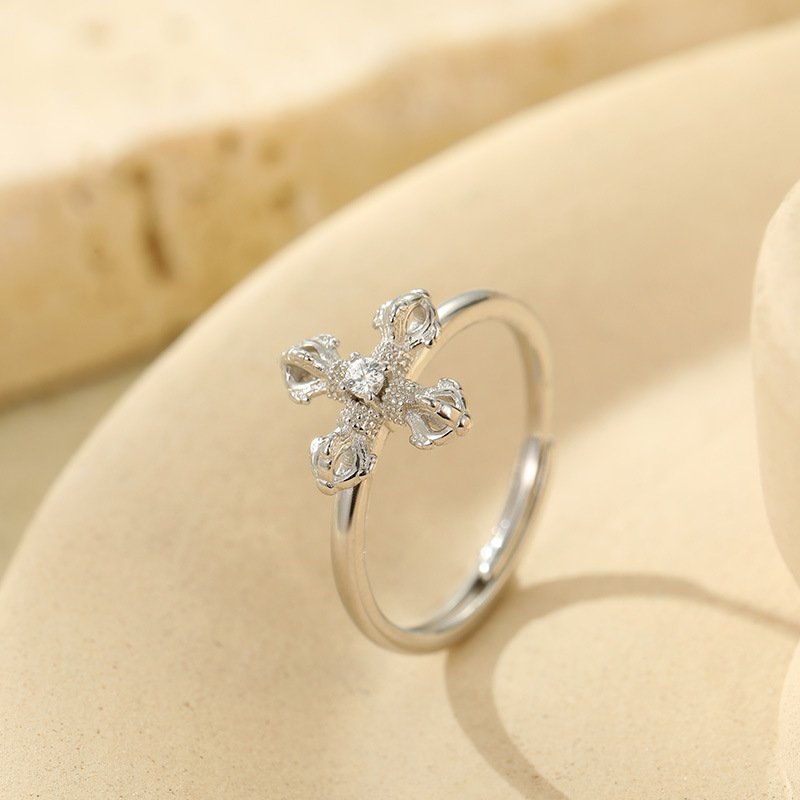 S925 Sterling Silver Vajra Cross Ring - Image 2