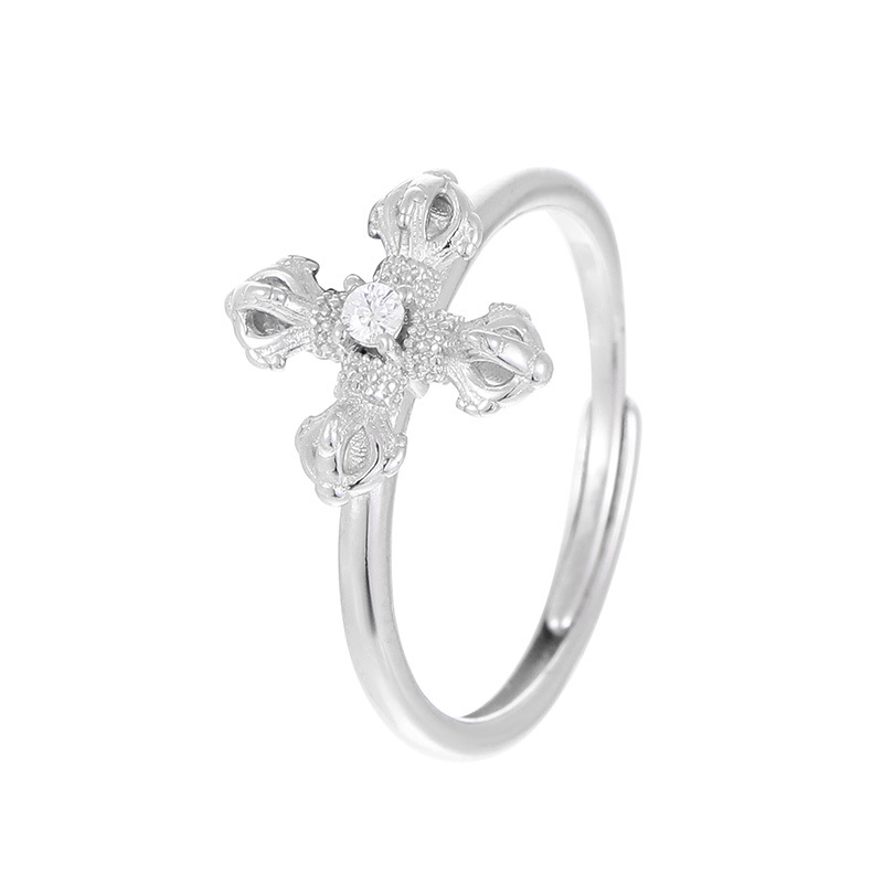 S925 Sterling Silver Vajra Cross Ring - Image 4