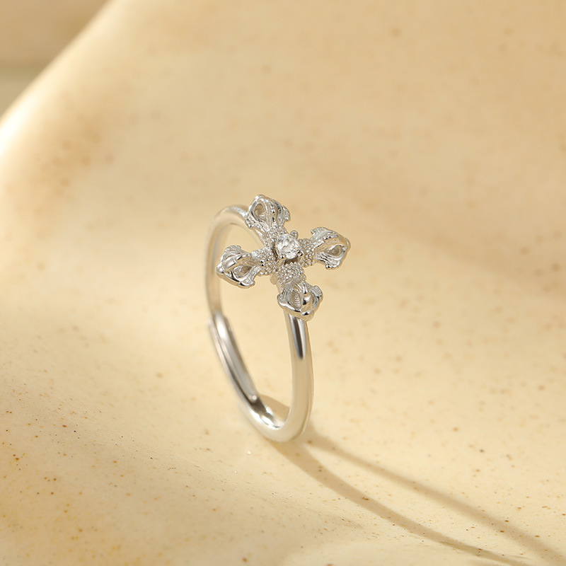 S925 Sterling Silver Vajra Cross Ring - Image 5