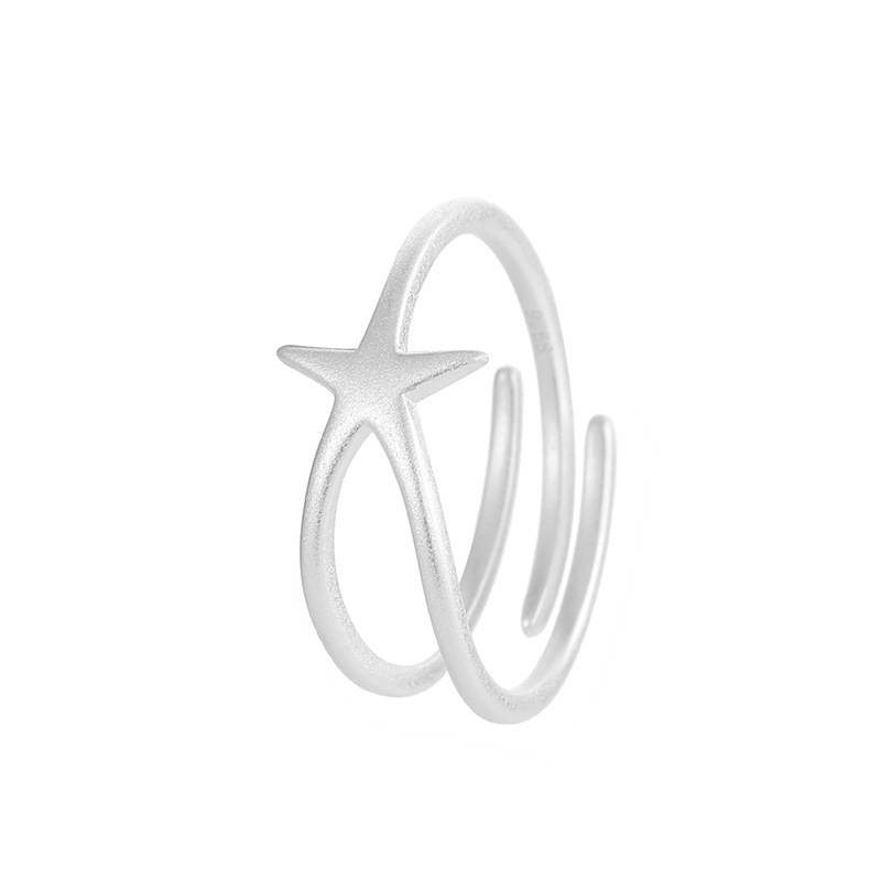 S925 Sterling Silver Matte Starfish Adjustable Ring - Image 4