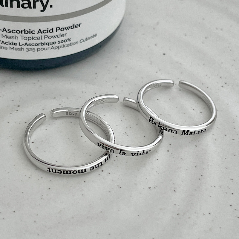 S925 Sterling Silver Enamel Letter Ring