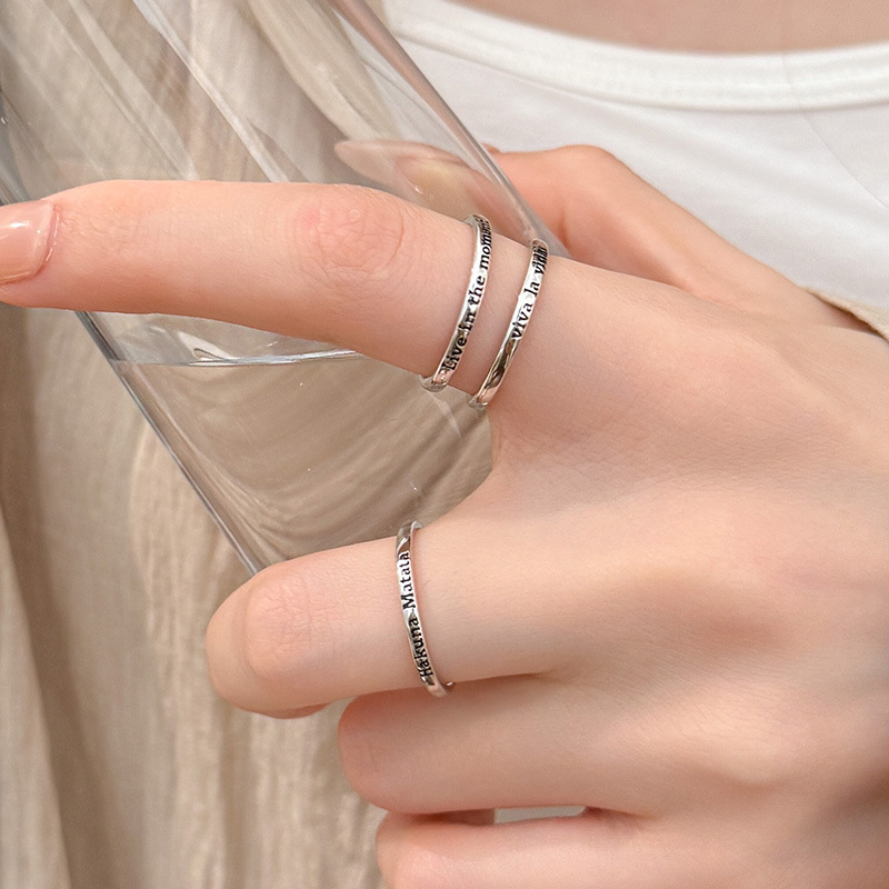 S925 Sterling Silver Enamel Letter Ring - Image 3