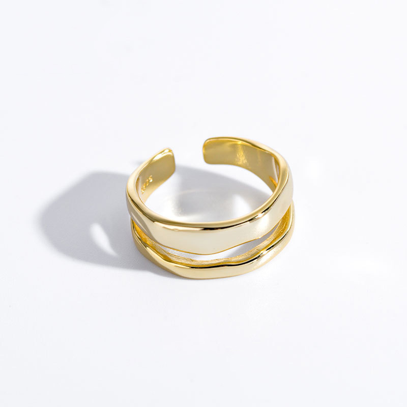 S925 Sterling Silver Double Layer Open Ring