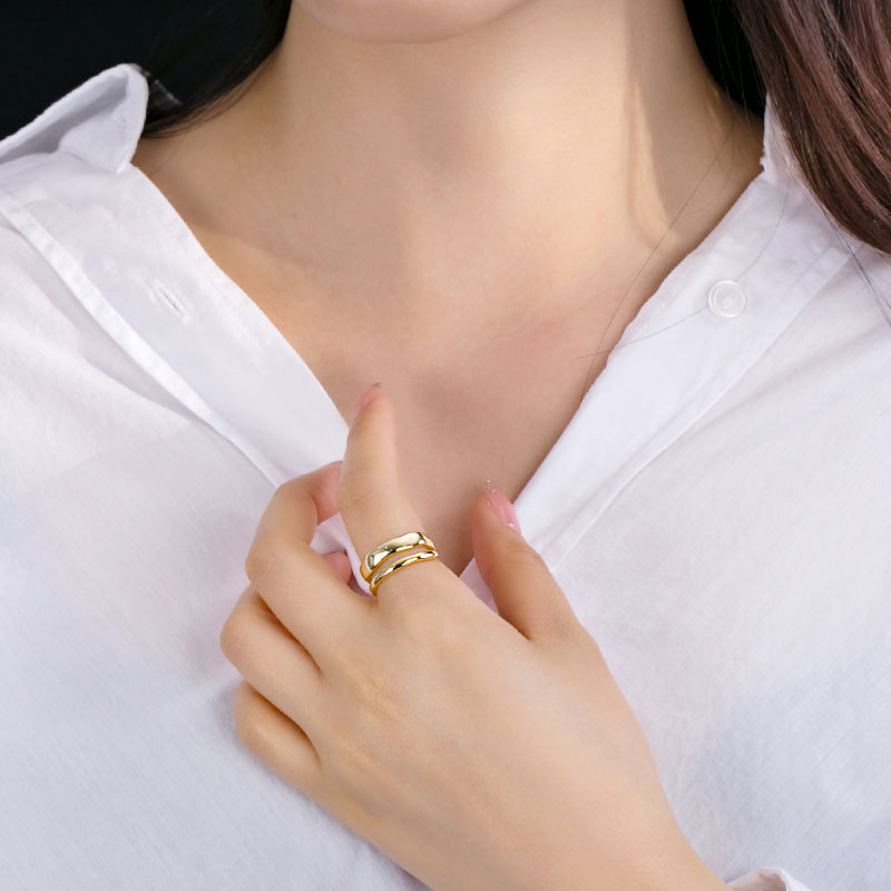 S925 Sterling Silver Double Layer Open Ring - Image 2