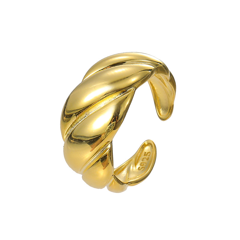 S925 Sterling Silver Croissant Texture Ring - Image 4