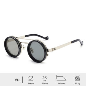 Black silver frame with gray lenses